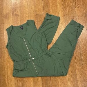 GAP Green Sleeveless Front-Zip Jumpsuit